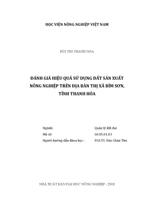 Luận văn thạc sĩ đánh giá hiệu quả sử dụng đất sản xuất nông nghiệp trên địa bàn thị xã bỉm sơn tỉnh thanh hóa