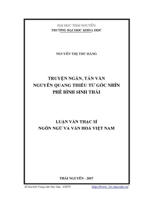 Luận văn thạc sĩ truyện ngắn tản văn nguyễn quang thiều từ góc nhìn phê bình sinh thái