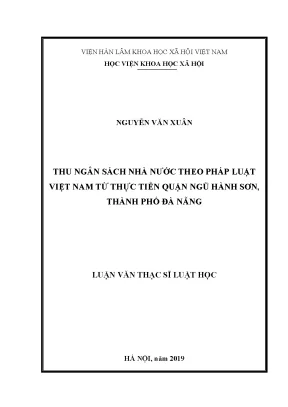 Luận văn thạc sĩ thu ngân sách nhà nước theo pháp luật việt nam từ thực tiễn quận ngũ hành sơn thành phố đà nẵng