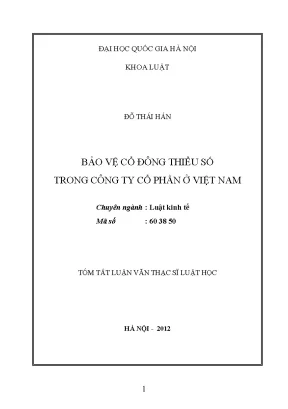 Luận văn thạc sĩ bảo vệ cổ đông thiểu số trong công ty cổ phần ở việt nam