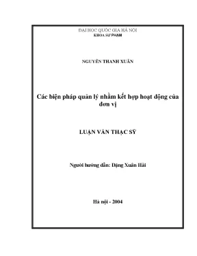Luận văn thạc sĩ các biện pháp quản lý nhằm kết hợp hoạt động của đơn vị
