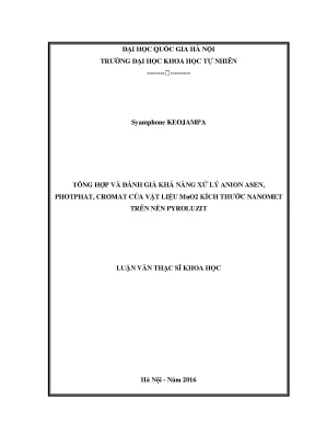 Luận văn thạc sĩ tổng hợp và đánh giá khả năng xử lí anion asen photphat cromat của vật liệu mno2 kích thước nanomet trên nền pyroluzit