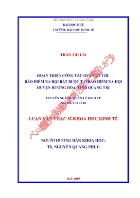 Luận văn thạc sĩ hoàn thiện công tác quản lý thu bảo hiểm xã hội bắt buộc tại bảo hiểm xã hội huyện hướng hóa tỉnh quảng trị min