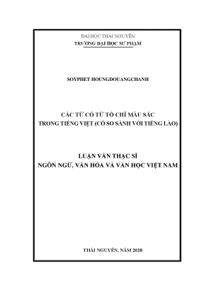 Luận văn thạc sĩ các từ có từ tố chỉ màu sắc trong tiếng việt có so sánh với tiếng lào