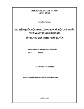 Luận văn thạc sĩ đại biểu quốc hội nước cộng hoà xã hội chủ nghĩa việt nam trong giai đoạn xây dựng nhà nước pháp quyền