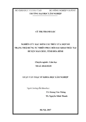Luận văn thạc sĩ nghiên cứu đặc điểm cấu trúc của một số trạng thái rừng tự nhiên phục hồi sau khai thác tại huyện mai châu tỉnh hòa bình