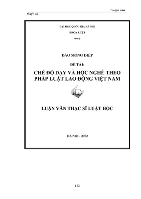 Luận văn thạc sĩ chế độ dạy và học nghề theo pháp luật lao động việt nam luận văn ths luật 60 38 50