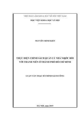 Luận văn thạc sĩ thực hiện chính sách quản lý nhà nước đối với thanh niên ở thành phố hồ chí minh