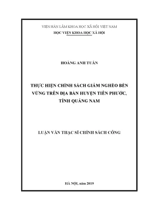 Luận văn thạc sĩ thực hiện chính sách giảm nghèo bền vững trên địa bàn huyện tiên phước tỉnh quảng nam
