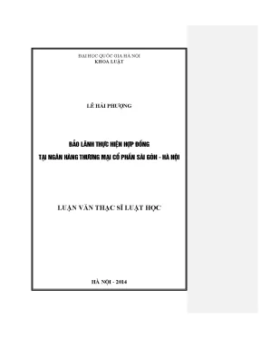 Luận văn thạc sĩ bảo lãnh thực hiện hợp đồng tại ngân hàng thương mại cổ phần sài gòn hà nội 07