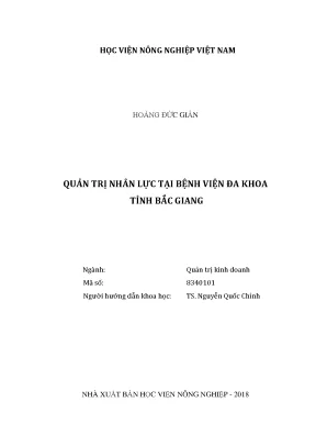Luận văn thạc sĩ quản trị nhân lực tại bệnh viện đa khoa tỉnh bắc giang