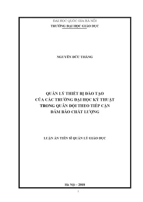 Luận văn thạc sĩ quản lý thiết bị đào tạo của các trường đại học kỹ thuật trong quân đội theo tiếp cận đảm bảo chất lượng