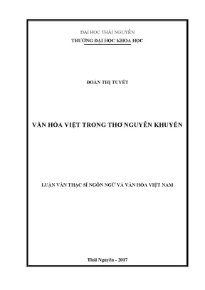 Luận văn thạc sĩ văn hóa việt trong thơ nguyễn khuyến