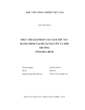 Luận văn thạc sĩ thực thi giải pháp cải cách thủ tục hành chính tại sở tài nguyên và môi trường tỉnh hòa bình