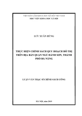 Luận văn thạc sĩ thực hiện chính sách quy hoạch đô thị trên địa bàn quận ngũ hành sơn thành phố đà nẵng