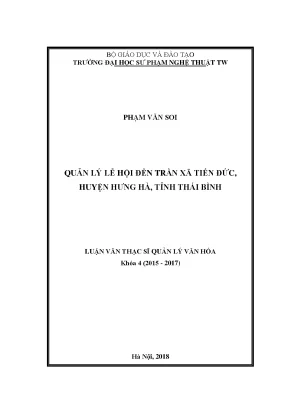 Luận văn thạc sĩ quản lý lễ hội đền trần xã tiến đức huyện hưng hà tỉnh thái bình