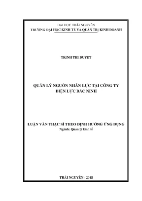 Luận văn thạc sĩ quản lý nguồn nhân lực tại công ty điện lực bắc ninh
