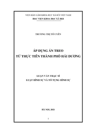 Luận văn thạc sĩ áp dụng án treo từ thực tiễn thành phố hải dương tỉnh hải dương