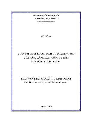 Luận văn thạc sĩ quản trị chất lượng dịch vụ của hệ thống cửa hàng xăng dầu công ty tnhh mtv bca thăng long