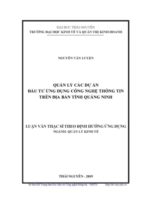 Luận văn thạc sĩ quản lý kinh tế quản lý các dự án đầu tư ứng dụng công nghệ thông tin trên địa bàn tỉnh quảng ninh