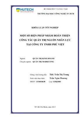 Luận văn thạc sĩ một số biện pháp nhằm hoàn thiện công tác quản trị nguồn nhân lực tại công ty tnhh phú việt