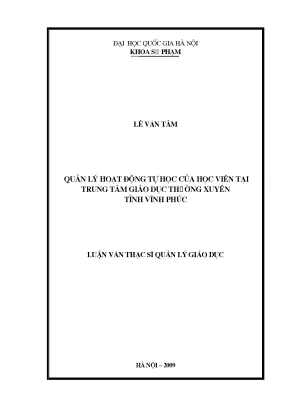 Luận văn thạc sĩ quản lý hoạt động tự học của học viên tại trung tâm giáo dục thường xuyên tỉnh vĩnh phúc
