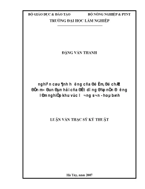 Luận văn thạc sĩ nghiên cứu ảnh hưởng của độ ẩm độ chặt đến môđun đàn hồi của đất dùng đắp nền đường lâm nghiệp khu vực lương sơn hòa bình