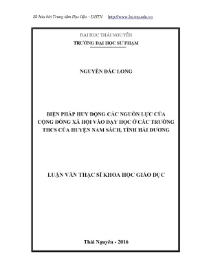 Luận văn thạc sĩ biện pháp huy động các nguồn lực của cộng đồng xã hội vào dạy học ở các trường trung học cơ sở của huyện nam sách tỉnh hải dương