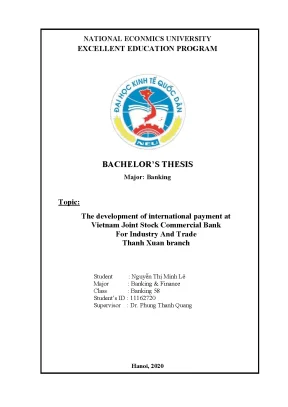 The development of international payment at vietnam joint stock commercial bank for industry and trade thanh xuan branch