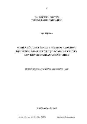Luận văn thạc sĩ nghiên cứu chuyển cấu trúc rnai vào giống đậu tương dt84 phục vụ tạo dòng cây chuyển gen kháng soybean mosaic virus
