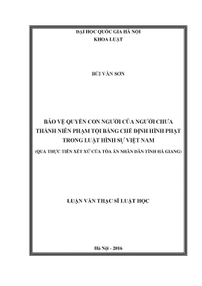 Luận văn thạc sĩ bảo vệ quyền con người của người chưa thành niên phạm tội bằng chế định hình phạt trong luật hình sự việt nam qua thực tiễn xét xử của tòa án nhân dân tỉnh hà giang