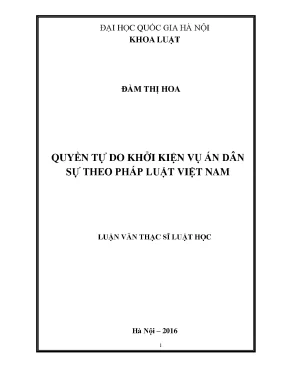 Luận văn thạc sĩ quyền tự do khởi kiện vụ án dân sự theo pháp luật việt nam