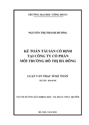 Kế toán tài sản cố định tại công ty cổ phần môi trường đô thị hà đông