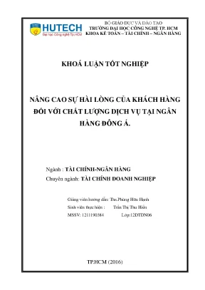 Luận văn thạc sĩ nâng cao sự hài lòng của khách hàng đối với chất lượng dịch vụ tại ngân hàng đông á