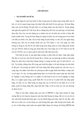 Luận văn thạc sĩ chất lượng tín dụng tại ngân hàng nông nghiệp và phát triển nông thôn việt nam chi nhánh huyện vĩnh hưng tỉnh long an