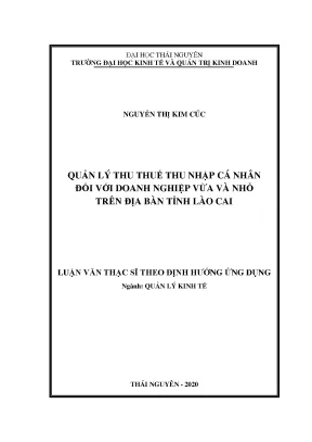 Luận văn thạc sĩ quản lý thu thuế thu nhập cá nhân đối với doanh nghiệp vừa và nhỏ trên địa bàn tỉnh lào cai