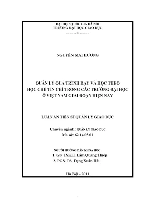 Luận văn thạc sĩ quản lý quá trình dạy và học theo học chế tín chỉ trong các trường đại học ở việt nam giai đoạn hiện nay luận án ts quản lý giáo dục 60 14 05 01