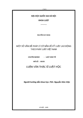 Luận văn thạc sĩ một số vấn đề pháp lý cơ bản về kỷ luật lao động theo pháp luật việt nam