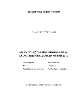 Luận văn thạc sĩ nghiên cứu một số bệnh chính do nấm hại lá lạc tại huyện gia lâm hà nội năm 2015