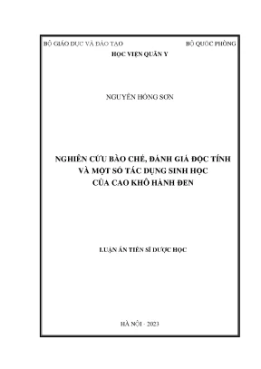 Luận án tiến sĩ dược học công nghệ dược phẩm và bào chế thuốc đề tài nghiên cứu bào chế đánh giá độc tính