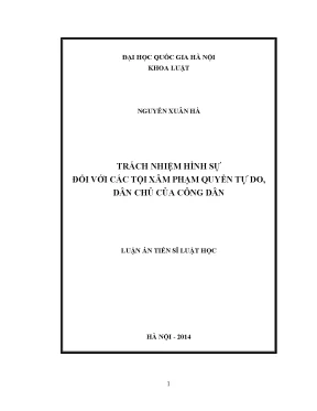 Luận văn thạc sĩ trách nhiệm hình sự đối với các tội xâm phạm quyền tự do dân chủ của công dân luận án ts luật 62 38 40 01