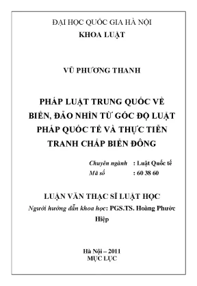 Luận văn thạc sĩ pháp luật trung quốc về biển đảo nhìn từ góc độ luật pháp quốc tế và thực tiễn tranh chấp biển đông luận văn ths luật