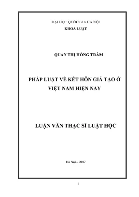 Luận văn thạc sĩ pháp luật về kết hôn giả tạo ở việt nam hiện nay