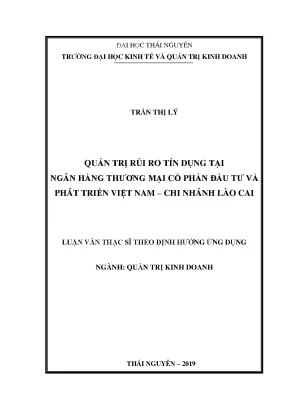 Luận văn thạc sĩ quản trị rủi ro tín dụng tại ngân hàng thương mại cổ phần đầu tư và phát triển việt nam chi nhánh