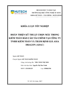 Luận văn thạc sĩ hoàn thiện kỹ thuật chọn mẫu trong kiểm toán báo cáo tài chính tại công ty tnhh kiểm toán và thẩm định giá asia dragon adac