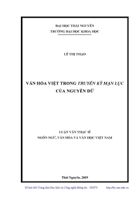 Luận văn thạc sĩ văn hóa việt trong truyền kỳ mạn lục của nguyễn dữ