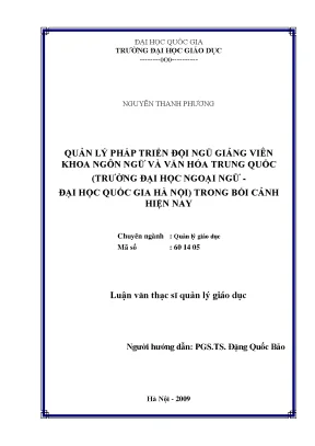 Luận văn thạc sĩ quản lý phát triển đội ngũ giảng viên khoa ngôn ngữ và văn hóa trung quốc trường đại học ngoại ngữ đại học quốc gia hà nội trong bối cảnh hiện nay