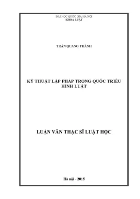 Luận văn thạc sĩ kỹ thuật lập pháp trong quốc triều hình luật