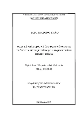 Luận văn thạc sĩ quản lý nhà nước về ứng dụng công nghệ thông tin từ thực tiễn cục hải quan thành phố hải phòng