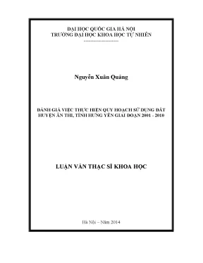 Luận văn thạc sĩ đánh giá việc thực hiện quy hoạch sử dụng đất huyện ân thi tỉnh hưng yên giai đoạn 2001 2010